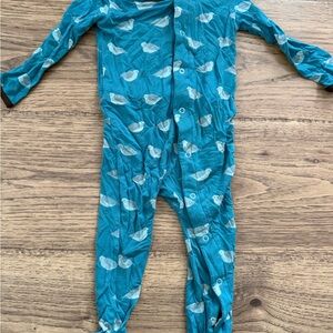 Kickee Pants Teal Bird Print Footie